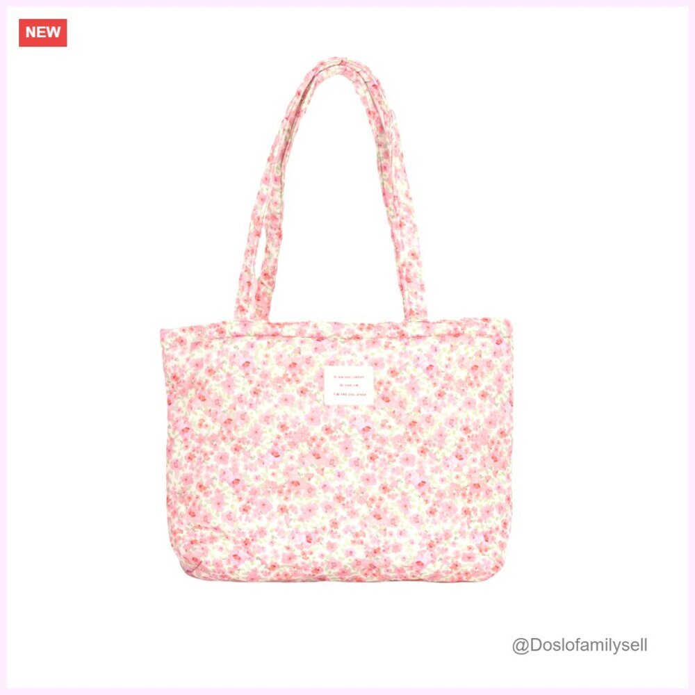 Medium Quilted Cotton Shoulder Tote Bag Large Capacity Thickened Design